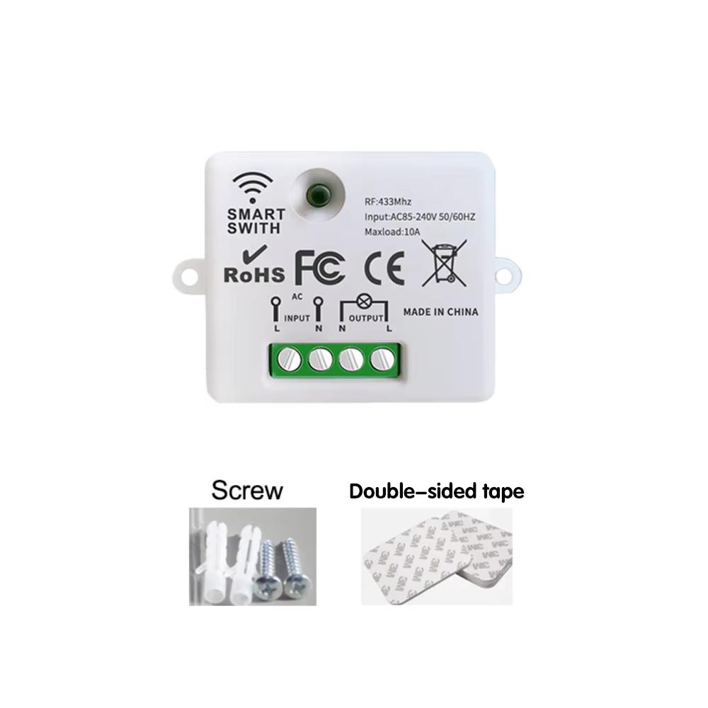 Wireless RF433MHz Remote Control Light Switch 10A Relay Receiver With ON/OFF Transmitter Wall Panel Switch For Lighting Led