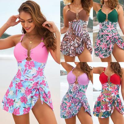 2026 European and American New One-piece Skirt Swimsuit Color Matching Swimsuit Multi-color Directly From The Manufacturer