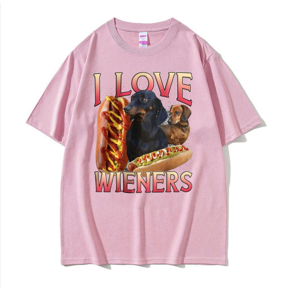 Cute I Love Wieners Dog Lover Funny Ironic Meme T Shirt Unisex High Quality TShirts Unisex Summer Casual Oversized Comfort TShirt
