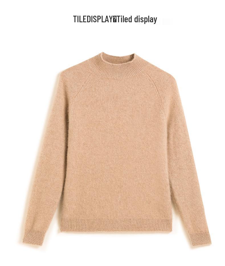 2024 Autumn/Winter Women's Thickened Half-High Neck Cashmere Knit Base Sweater