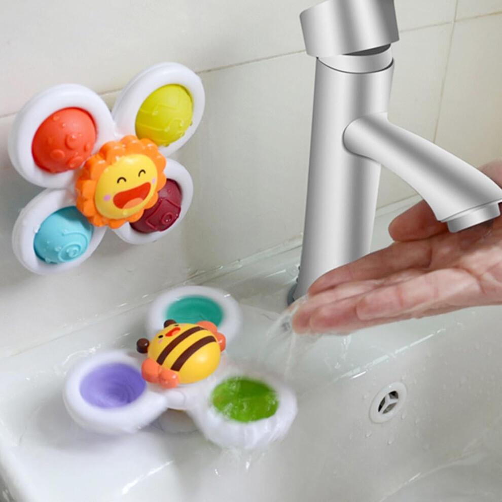 Pack of 3 Baby Fidget Rotating Bath Toys - Colorful Windmill Spinner for Sensory Learning and Bathtime Fun