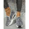 Women's Lace Sequin Slip-On Sneakers, Breathable Mesh Sneakers, Casual Sporty Shoes