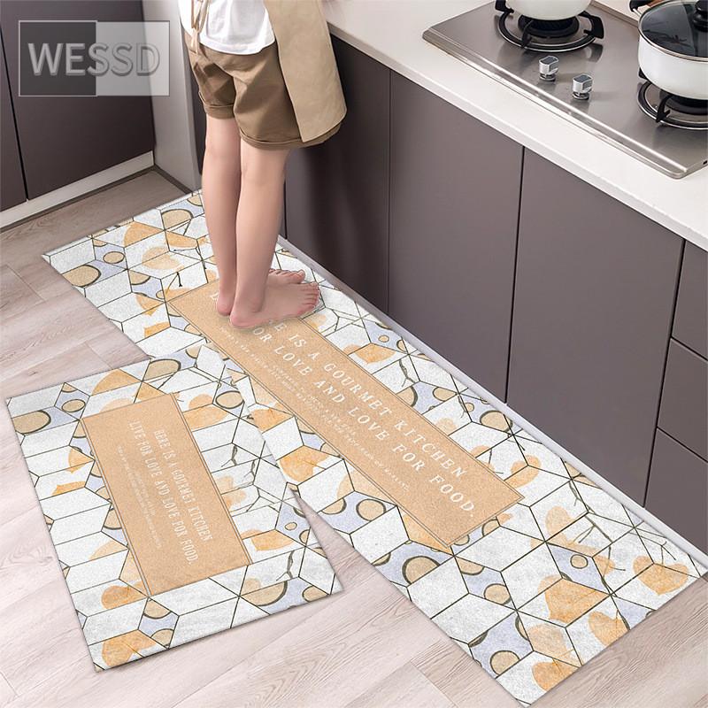 Geometrické kuchyňské podložky v severském stylu Sada 2 kusů Roztomilá růžová dívka Pokoj Koberec do předsíně Dlouhá protiskluzová rohožka