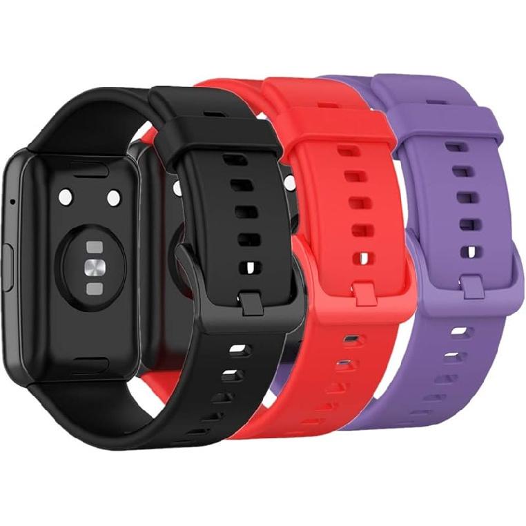

Ремешок для часов, совместимый с Huawei Watch Fit, регулируемый силиконовый спортивный ремешок, сменный браслет для умных часов Huawei Watch Fit Black+red+purple