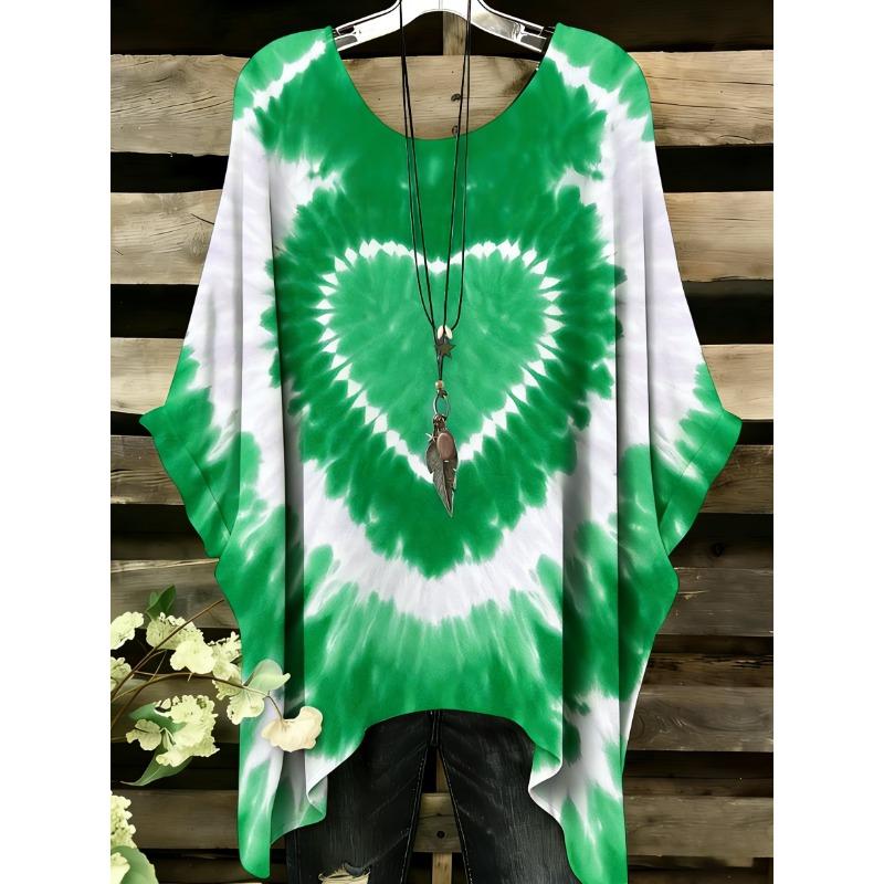 T-shirt Bohemian Chic Oversize Semplice Vintage con Stampa Floreale Orlo Irregolare Girocollo Abbigliamento da Donna alla Moda e Versatile