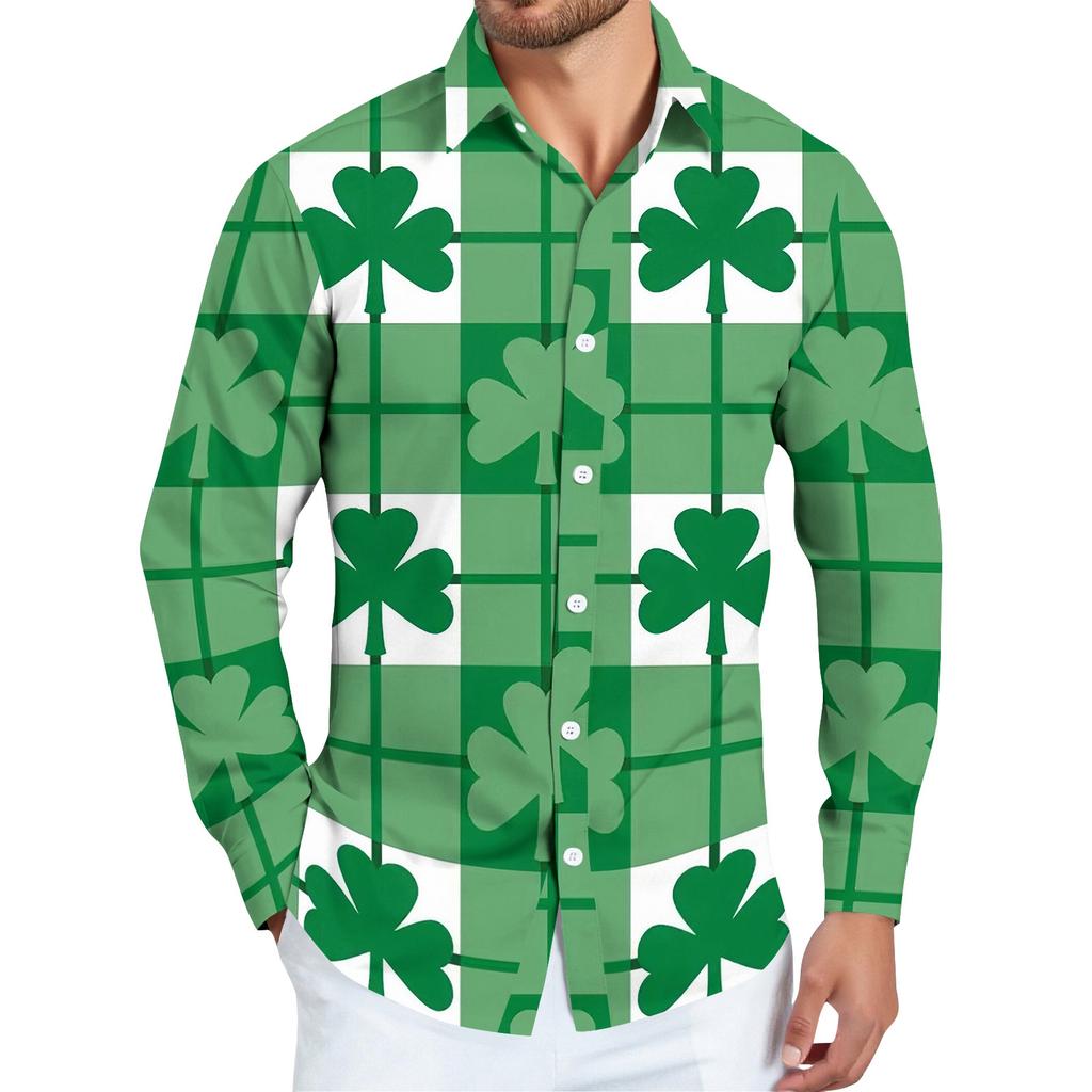 Pánská košile s vánočním potiskem, dlouhý rukáv, na knoflíky