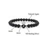 6mm Black Frosted Agate Stone Beaded 26 Letters Bracelet Valentine's Day Gift