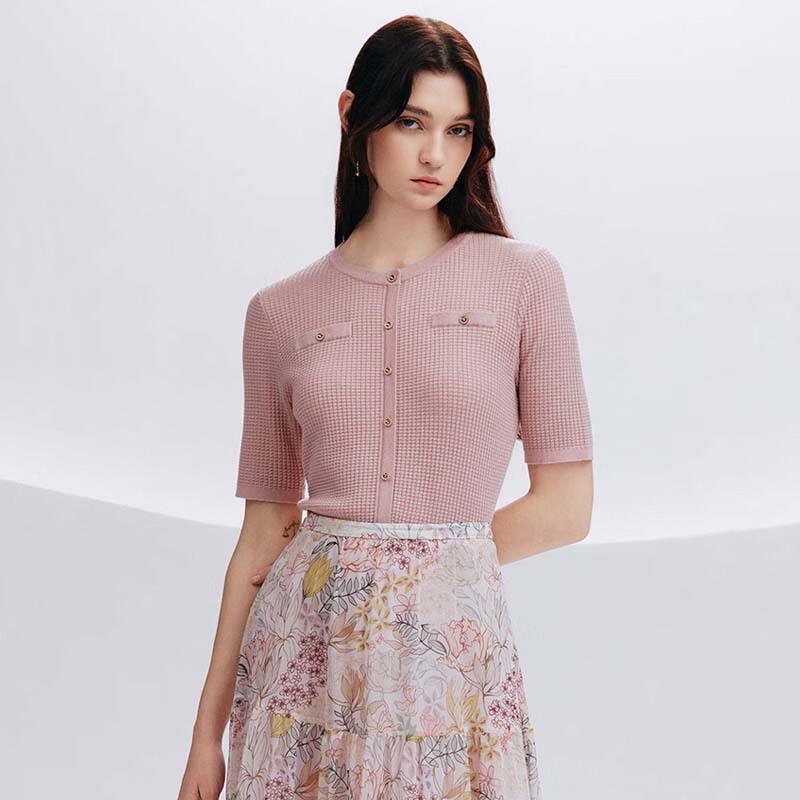 

JESSIE Women s Sweet Round Neck Waffle Knit Pullover Sweater JP4F07CM364 L