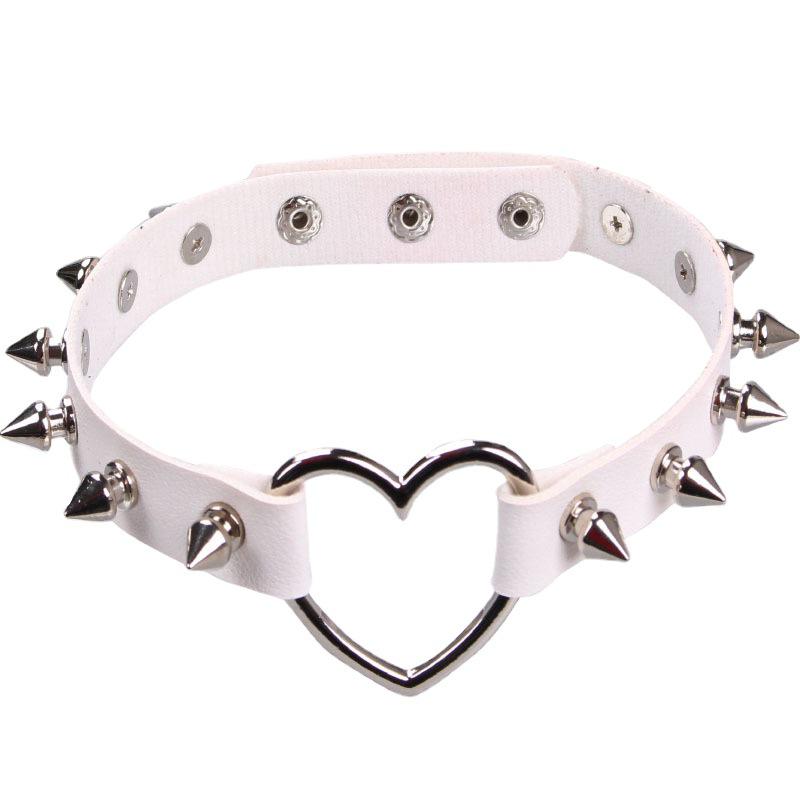 Love Heart Harajuku Spiked PU Leather Choker Necklace