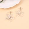 Korean Wedding Style Handmade Beaded Hollow Three-dimensional Flower Earrings, Sweet and Fresh Imitation Pearl Fairy Earrings
