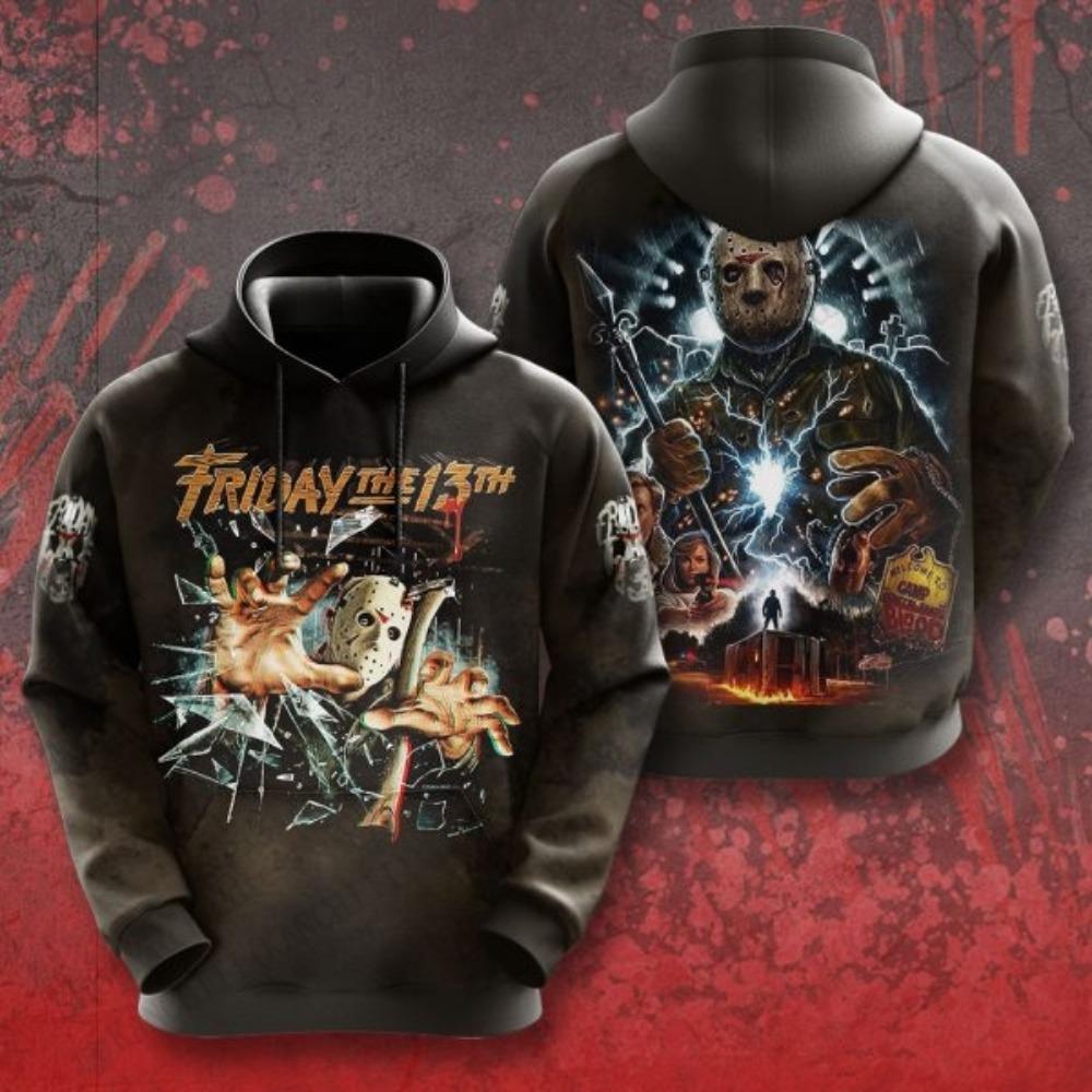 Пятница 13-е Джейсон Вурхиз 3D Принт Графические Худи Мужские Женские Мода Хэллоуин Толстовка Свитшот Пальто Женская Спортивная Одежда 4XL