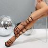 Fashion Sexy Gold Strap High Heel Sandals Women's Roman Crossed Band Shoes Rubber Sole Open Toe Size 36 41 Wrap Strappy Heeled Sandals