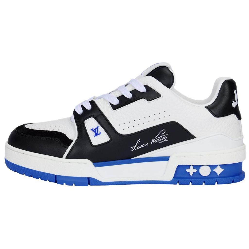 Louis Vuitton Trainer Cow Leather Low Top Skateboard Shoes Women's Blue 1ADF35