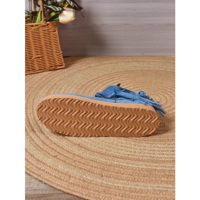 Women's Plus Size Lace-Up Ankle Tassel Boots New Autumn/Winter Style Roman-Inspired Versatile Flat Ankle Boots