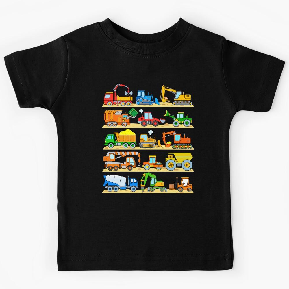 Construction Machines Excavators Trucks Bulldozers for Kids Kids T-Shirt 120