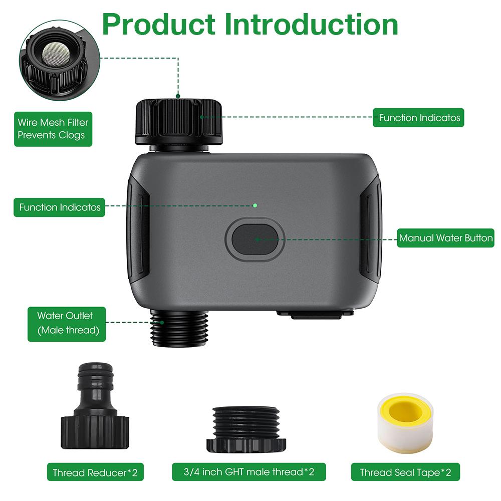 Timer per Irrigazione Intelligente Tuya WiFi6 Batteria 150 Giorni 50M 20 Zone Alexa Google Home per Irrigazione a Goccia da Giardino