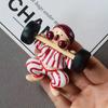 2pcs Halloween , Christmas 3D Fridge Magnets , Creative Striped Weightlifting Design , Thick , Smooth Resin Kitchen Decor