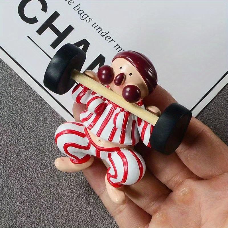 2pcs Halloween , Christmas 3D Fridge Magnets , Creative Striped Weightlifting Design , Thick , Smooth Resin Kitchen Decor