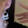 GemChic Women's New Elegant Diamond Set Flower Bell Pearl Fringe Earrings Ethnic Fashion Stud Earrings Birthday Christmas Jewelry Gift