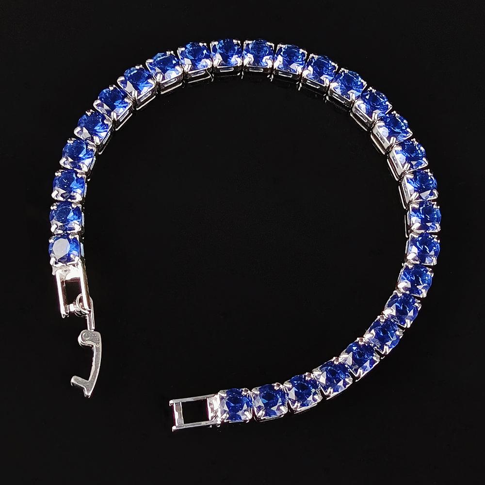 2025 New Arrival Luxury Round Blue Color On Hand Bracelet Bangle for Women Anniversary Gift Jewelry Bulk Sell S5787