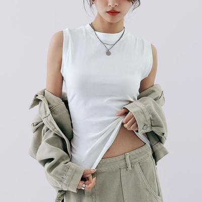 Summer Cotton White Tank Top Women's Sleeveless Vest for Outwear