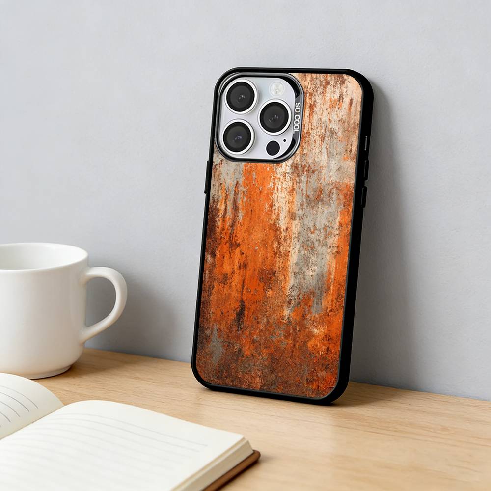 

Retro Industrial Style Rusty Phone Case For iPhone 17,16,15,14,13,12,11 Plus,Pro Max,XS,Colored Silver Plated Inside Cover iPhone15pro