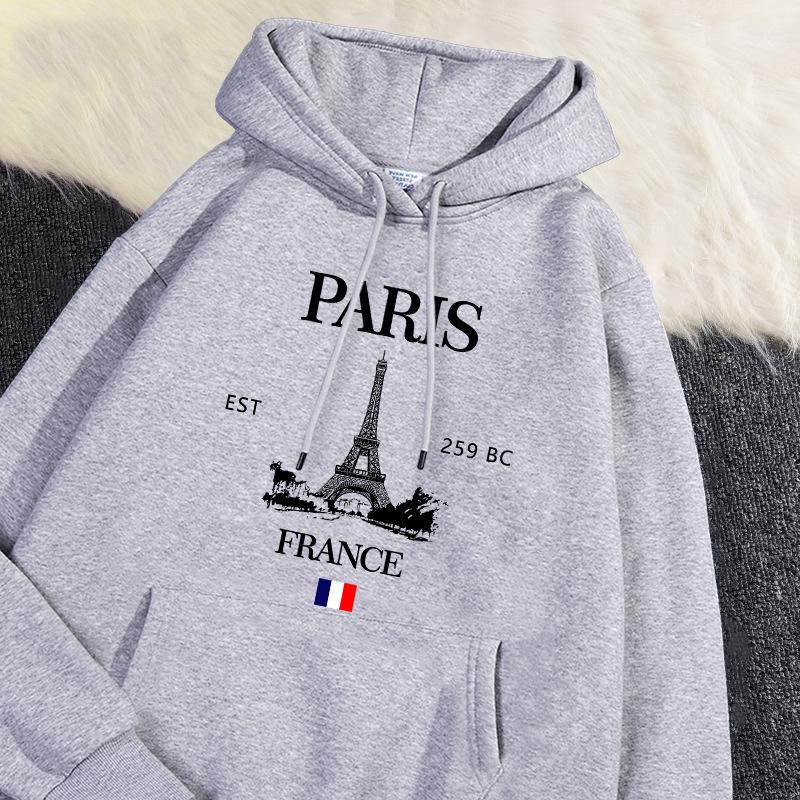 Sudadera con capucha de moda para mujer, tamaño europeo, Torre Eiffel de París
