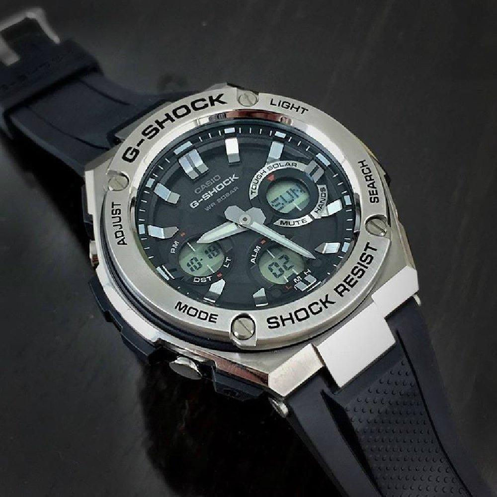 CASIO Solar International Model Model as Japanese Model G-SHOCK G-SHOCK Radio-Controlled Watch, G-STEEL, Analog-Digital, GST-W110-1A / GST-W110-1AER,