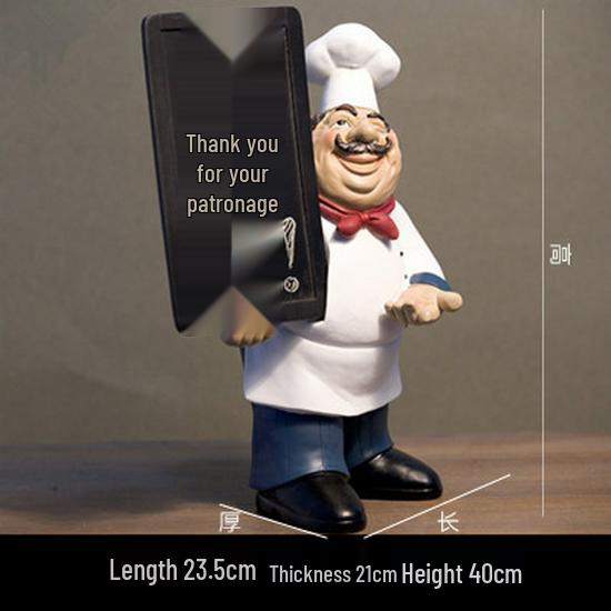 European Style Chef Resin Message Board Ornament for Restaurant Decor, Cashier Counter, Souvenir