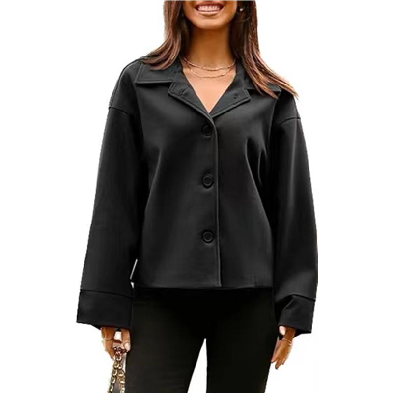 Women's Casual Professional Buttoned Long Sleeve Short Suit Jacket