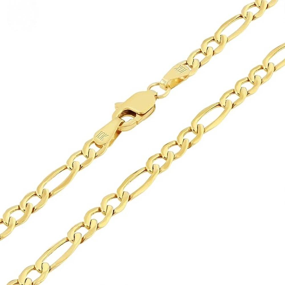 Collana Classica a Maglie Figaro per Uomo Placcata Oro 14K Larga 4mm Catena Cuban Curb Link Gioiello Regalo
