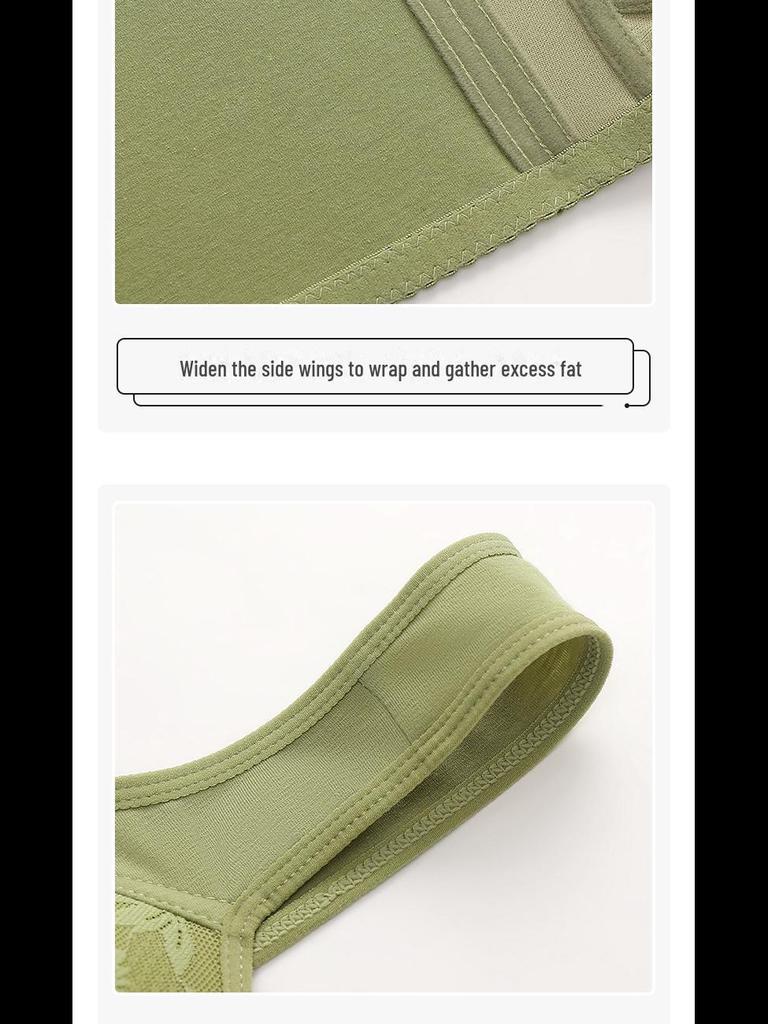 Plus Size Front Buckle Vest-Style Bra with Print and Wide Straps for Middle-Aged & Elderly Women