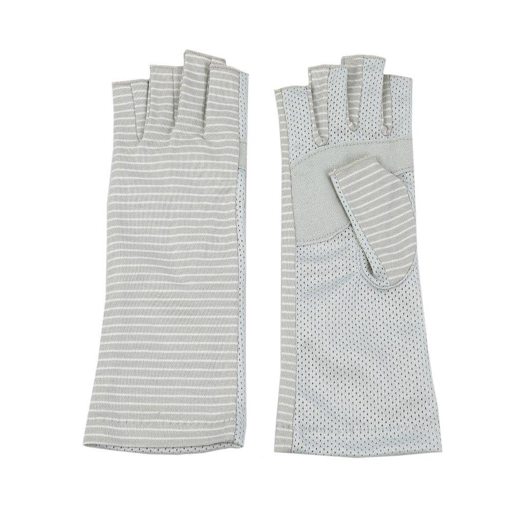 Arm Cool to the Striped Short Gray [GlovesDEPO] Covers, Touch, Pattern, Gloves, Fingerless, Women's,
