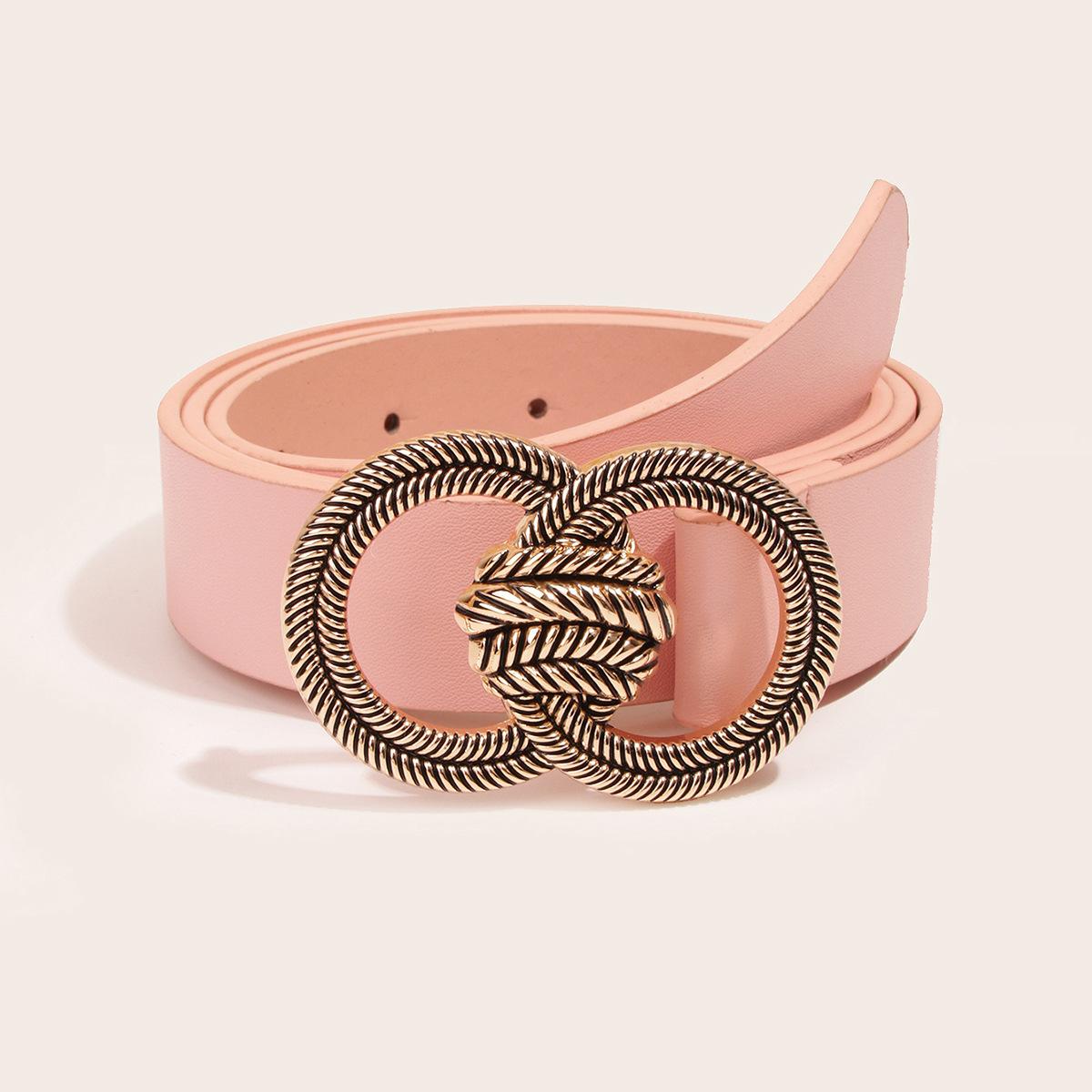 

Новый модный милый женский ремень с двойным кольцом и пряжкой из пеньковой веревки, розовый