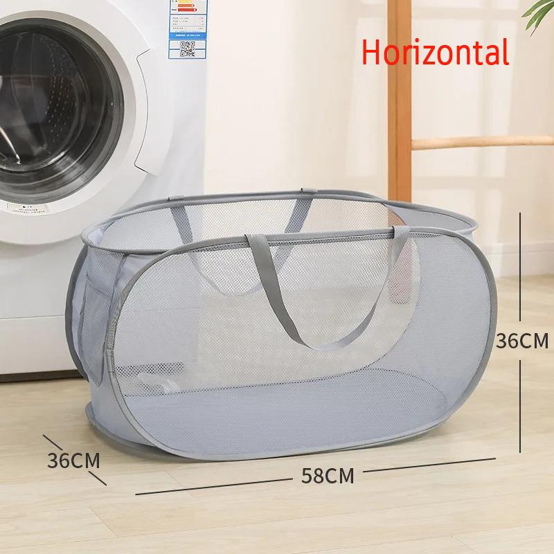 Home Bathroom Mesh Storage Basket Shower Laundry Clothing Dirty Clothes Bag Foldable Portable Business Travel Children's Toy