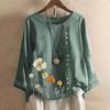 Women Casual Floral Print Long Sleeve Button  Loose T-Shirt Top Blouse