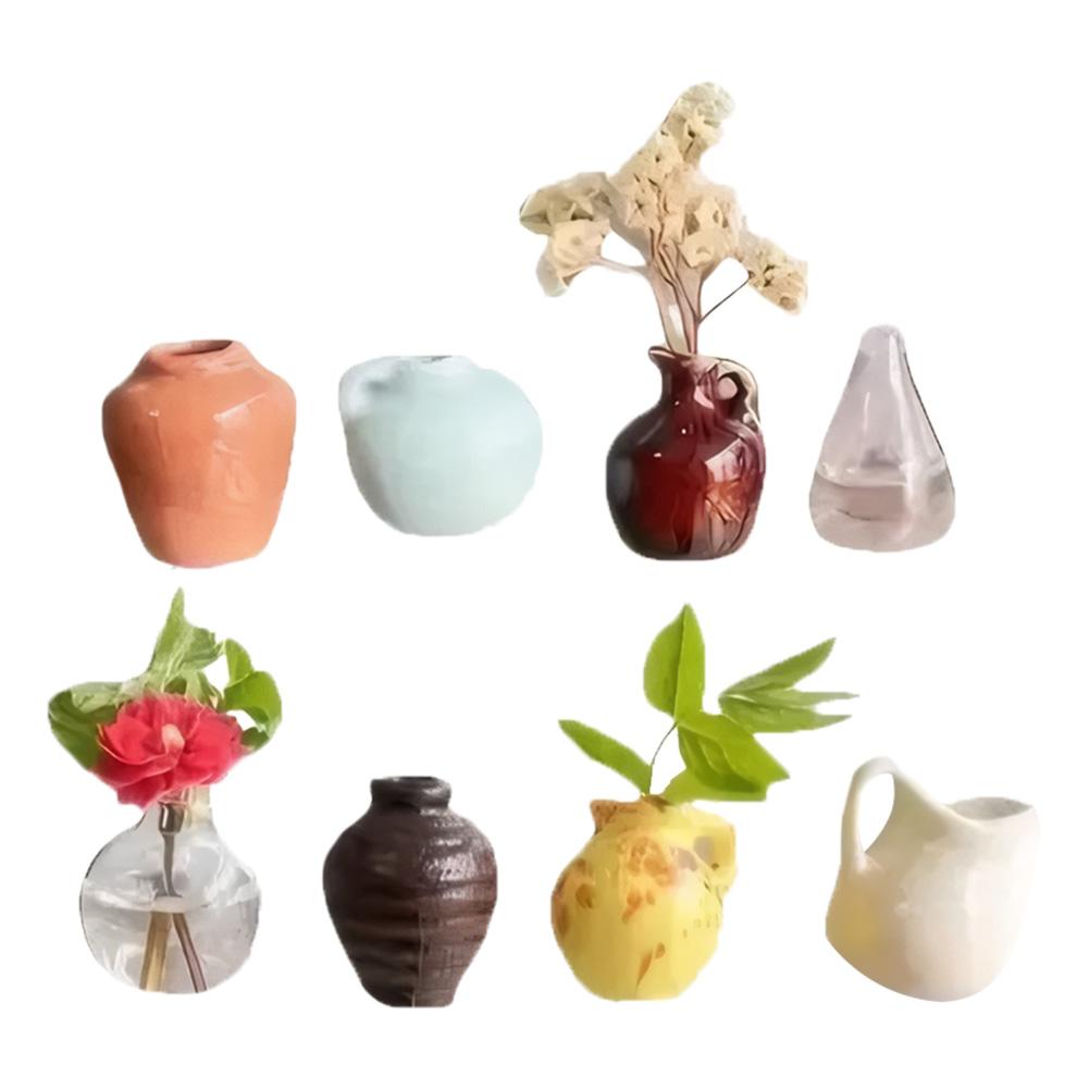 14-5pcs Porcelain Refrigerator Magnets Mini Vase Super Powerful Fridge Message 3D Flower Pot Fridge Magnet for Home Decoration