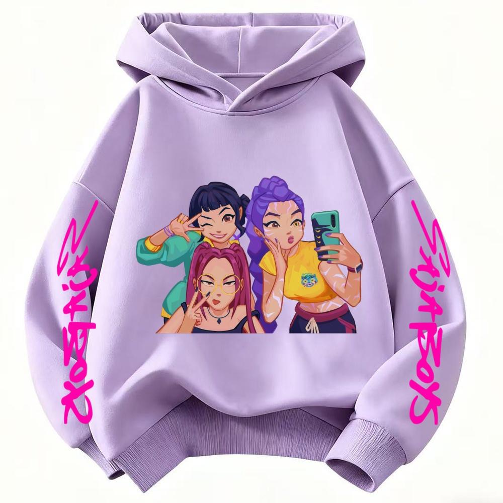 Best Seller Hooded Sweatshirt Cute Prints KPop Demon Hunter Cartoon Children's Fashion WarmTops Casual Cotton Clothing