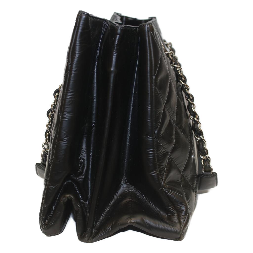 Chanel No. 13 Black Silver Hardware Patent Leather Chain Tote Tote Bag blackUsed