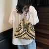 Yogodlns Trendy Hollow Out Straw Woven Bag Beach Handbag Large Capacity Bohemian Beach Bag Bucket Bag Tote Bag Hollow Shoulder Bag Travel