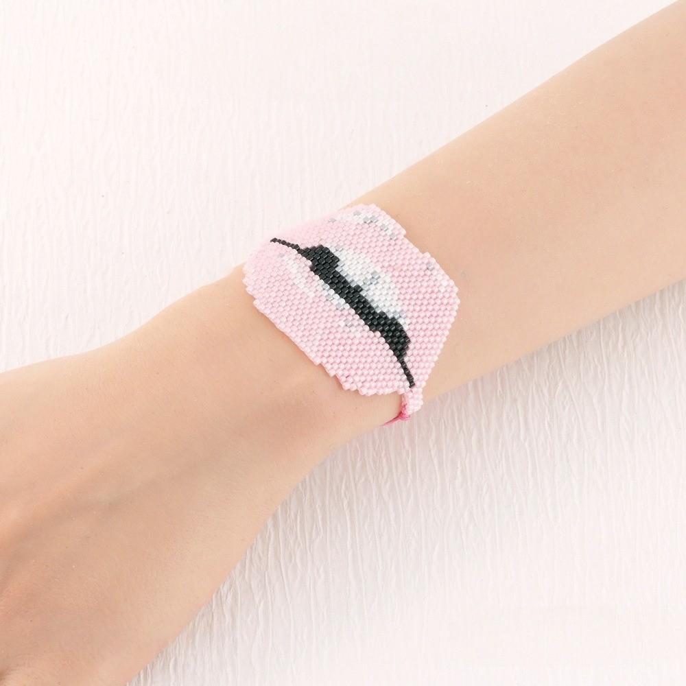 Sweet Adjustable Beaded Bracelet Vintage Fashion Demon Eyes Hand Chain Aesthetic Exquisite Lip Biting Bangle Couple