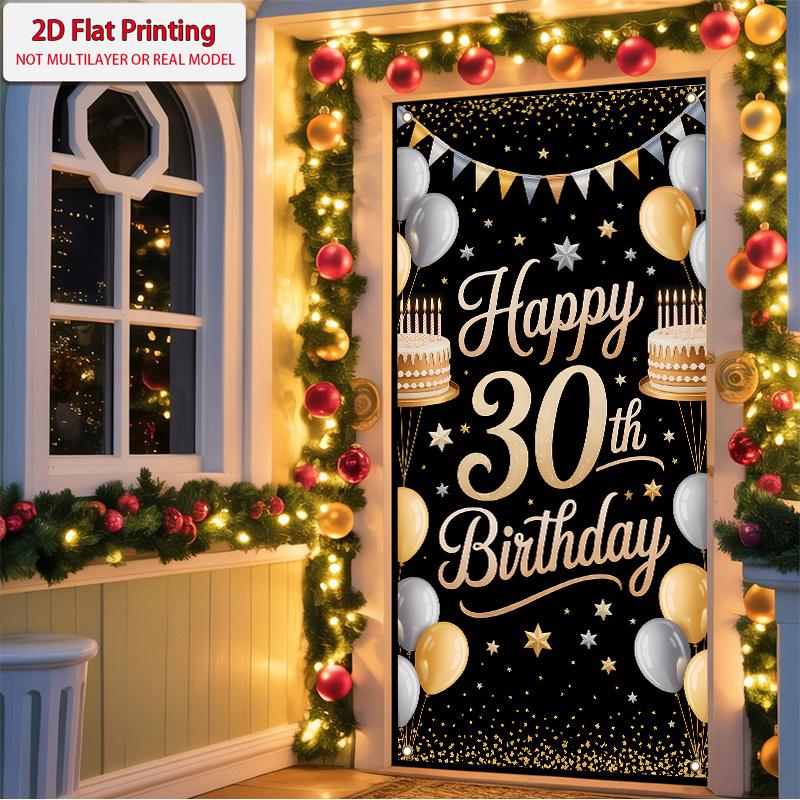 Happy 50th Birthday Door Curtain Rose Text Women Anniversary Polyester Home Decor
