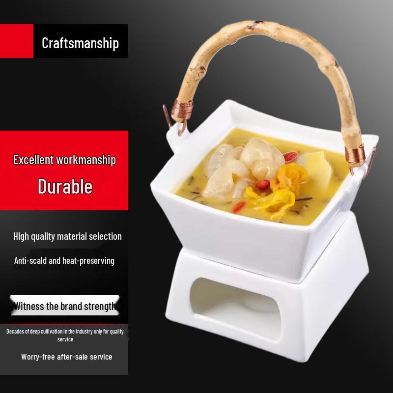 Cloud Frost Square Ceramic Insulated Serving Pot