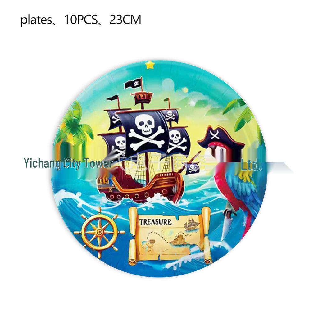 Pirate Ship Birthday Party Supplies Set: Plates, Cups, Napkins, Cutlery, Decorations for Boys