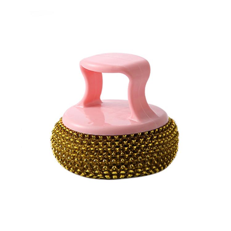 Kitchen Cleaning Brush with Handle Interchangeable Head Pot Brush Multi-purpose Dish Brush Cleaning Ball Steel Ball