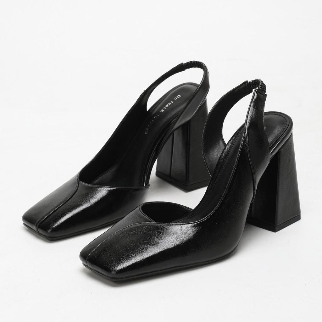 Láska na nohou: Jednoduché sandály na středním podpatku bez zadní části a se čtvercovou špičkou - Všestranná jarní/letní obuv