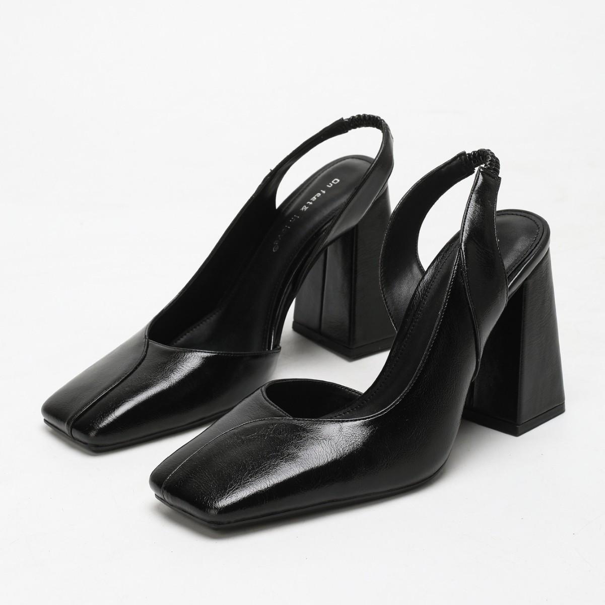 

On-Foot Love: Simple Square Toe Backless Mid-Heel Sandals - Versatile Spring/Summer Footwear 41 чорний