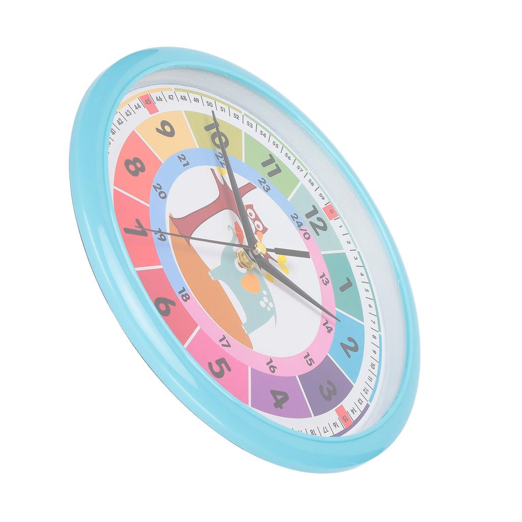 Wall Clock Plastic Cartoon Colorful Quartz Time Learning Hanging Clock for Kid"s Bedroom