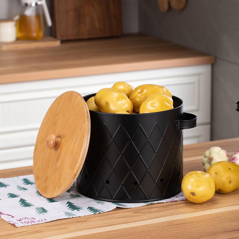 Potato & Vegetable Storage Bin with Bamboo Lid