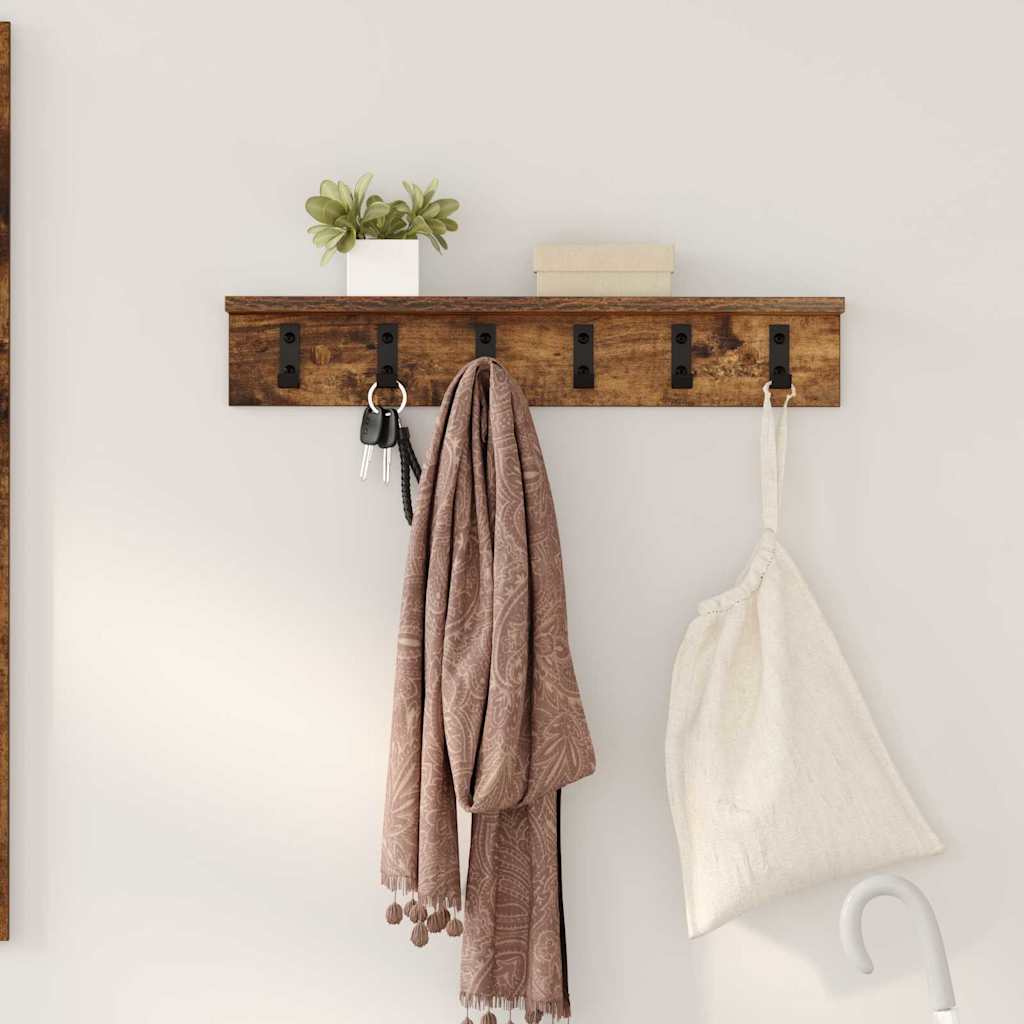 Wall Mounted Nightstand Smoked Oak 60 x 10.5 x 10.5 cm